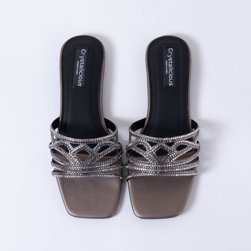 Crystalicious Hemal Handcrafted by Artisans Rhinestone Women Flats Cruelty-Free Comfort Sparkle & Modern Elegance - Image 1