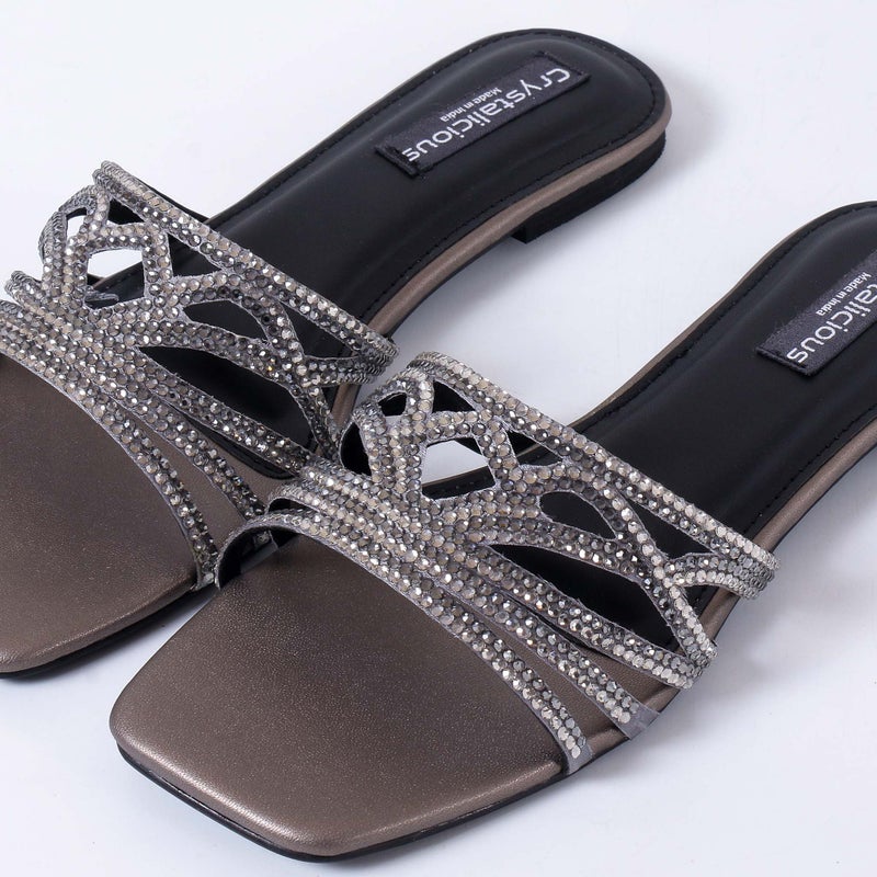 Crystalicious Hemal Handcrafted by Artisans Rhinestone Women Flats Cruelty-Free Comfort Sparkle & Modern Elegance - Image 2