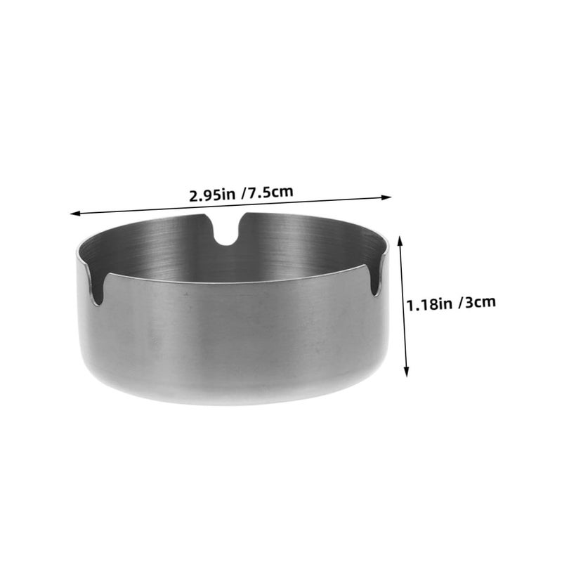 Modern Windproof Stainless Steel Ashtray 8cm Round for Cigar Cigarette Indoor Outdoor Use 2pcs - Image 3