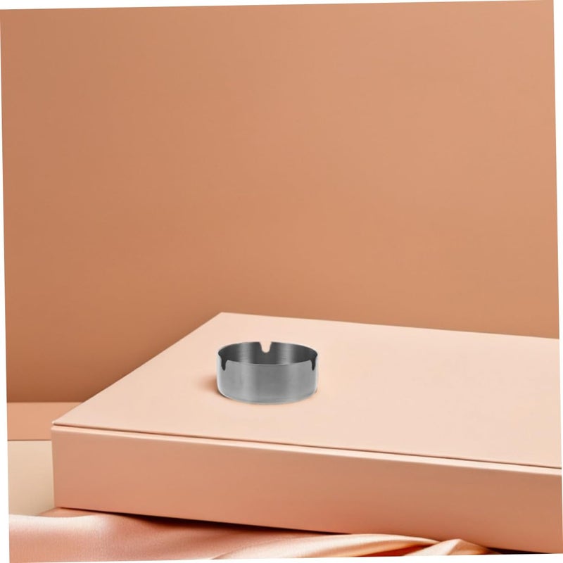 Modern Windproof Stainless Steel Ashtray 8cm Round for Cigar Cigarette Indoor Outdoor Use 2pcs - Image 5