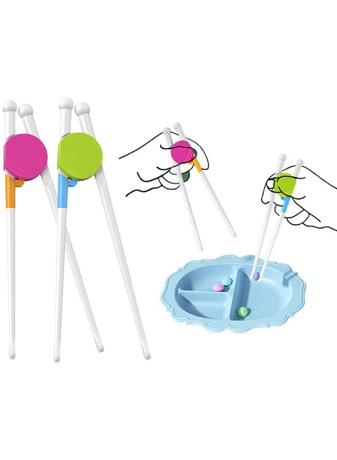 Cute Critters 2 Pairs Easy to Use Training Chopsticks for Kids Children Adults,Reusable Trainer Chopstick(Random Color), Plastic and Soft Silicone - Image 1