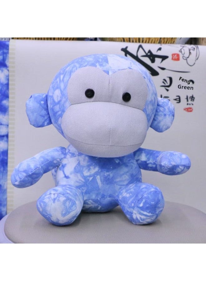 Loquat Tie-Dye Doll Ornaments Handmade Blue Dye Muppet Finished Children's Toys For Girlfriend Doll Tie-Dye Monkey-Color:Big Monkey Ornament (height 25cm) - Image 1
