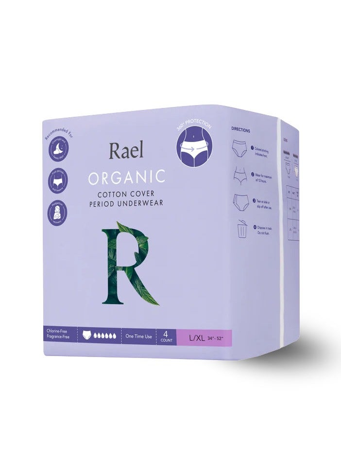 Rael Medium Disposable Period Underwear Organic Cotton 8 Pack for Heavy Flow Days Ultra Leakproof Soft Fit Long Lasting Comfort During Intense Menstrual Days - Image 1