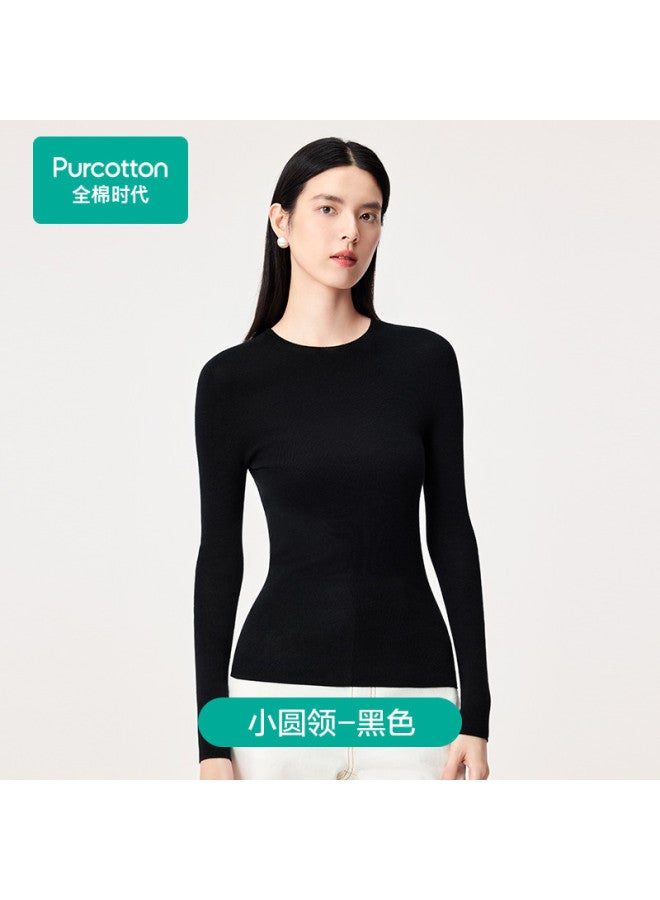 purcotton Seamless One-Piece Knit Women'S Autumn Winter Pure Cotton Sweater Soft Skin-Friendly Slim Versatile Base Layer - Image 2