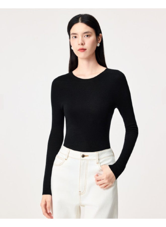 purcotton Seamless One-Piece Knit Women'S Autumn Winter Pure Cotton Sweater Soft Skin-Friendly Slim Versatile Base Layer - Image 1