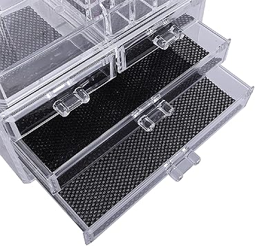 Taylor & Brown Taylor Brown Clear Acrylic Makeup Organiser Storage Stand for Cosmetics Nail Polish Varnish Stationary Arts and Crafts Makeup Brush Set Holder Jewellery 20 Sections with 4 Drawers - Image 4