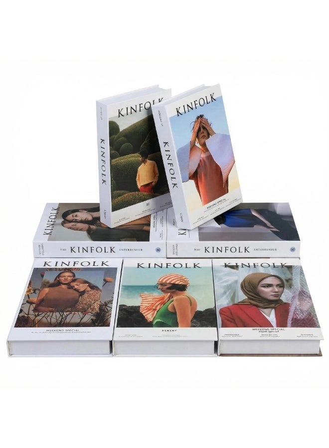 NIBEMINENT 7 Pcs Decorative Faux Books for Home Decor – Modern Fake Books for Coffee Table, Bookshelf & Bedroom, Stacked Book Set for Aesthetic Decor - Image 1