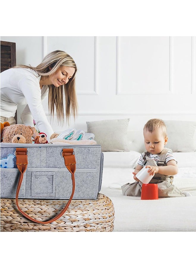 Garlo - Baby Diaper Caddy Organizer with Lid, Portable Nursery Essentials Storage Basket Bin, Waterproof Diaper Tote Bag for Infants, Travel Baby Bag for Must Haves, Baby Gift Basket for Newborn Essentials - Image 1