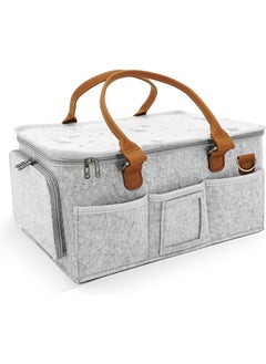 Baby Diaper Caddy Organizer with Lid, Portable Nursery Essentials Storage Basket Bin, Waterproof Diaper Tote Bag for Infants, Travel Baby Bag for Must Haves, Baby Gift Basket for Newborn Essentials