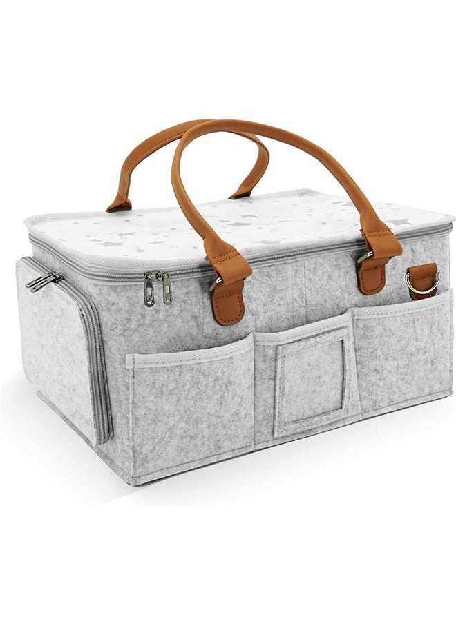 Garlo - Baby Diaper Caddy Organizer with Lid, Portable Nursery Essentials Storage Basket Bin, Waterproof Diaper Tote Bag for Infants, Travel Baby Bag for Must Haves, Baby Gift Basket for Newborn Essentials - Image 1