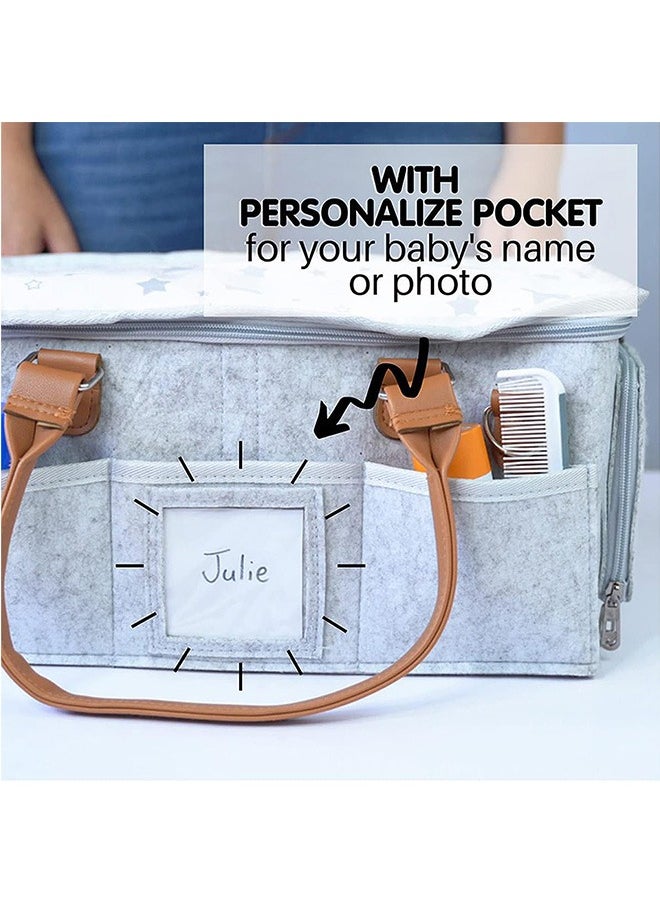 Garlo - Baby Diaper Caddy Organizer with Lid, Portable Nursery Essentials Storage Basket Bin, Waterproof Diaper Tote Bag for Infants, Travel Baby Bag for Must Haves, Baby Gift Basket for Newborn Essentials - Image 1