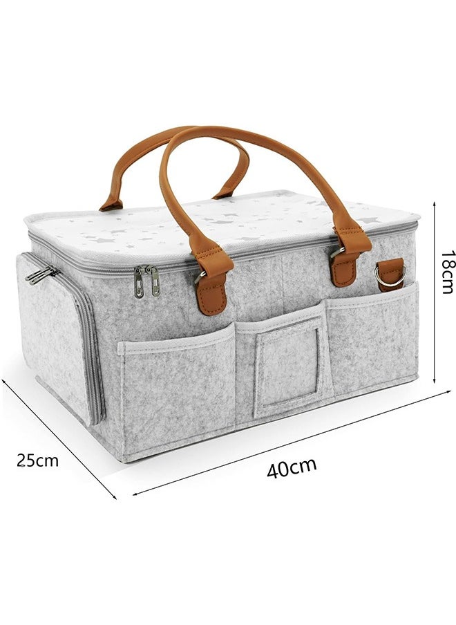 Garlo - Baby Diaper Caddy Organizer with Lid, Portable Nursery Essentials Storage Basket Bin, Waterproof Diaper Tote Bag for Infants, Travel Baby Bag for Must Haves, Baby Gift Basket for Newborn Essentials - Image 1