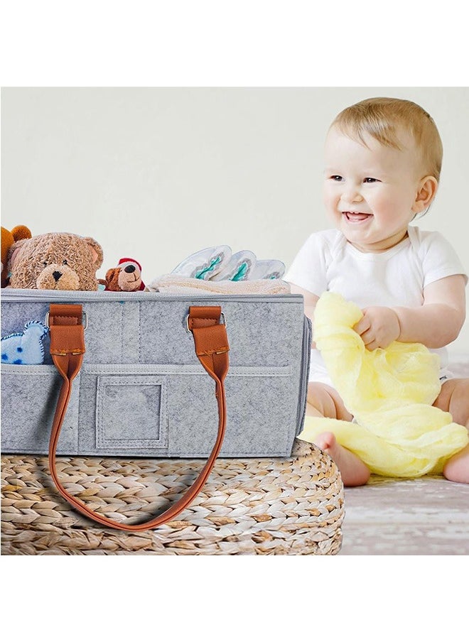 Garlo - Baby Diaper Caddy Organizer with Lid, Portable Nursery Essentials Storage Basket Bin, Waterproof Diaper Tote Bag for Infants, Travel Baby Bag for Must Haves, Baby Gift Basket for Newborn Essentials - Image 1