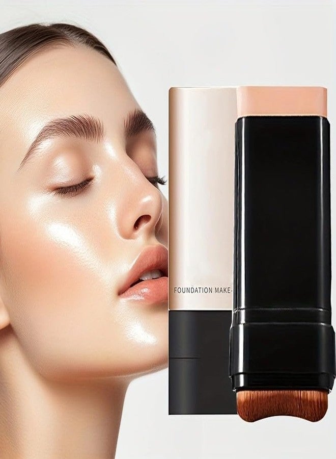 2 in 1 Korean Anti-Wrinkle Foudation Stick, Flawless Eraser Foundation stick with Brush, Double Head Face Make Up, Multi-Use Waterproof Traceless Long-Lasting Repair - Image 1