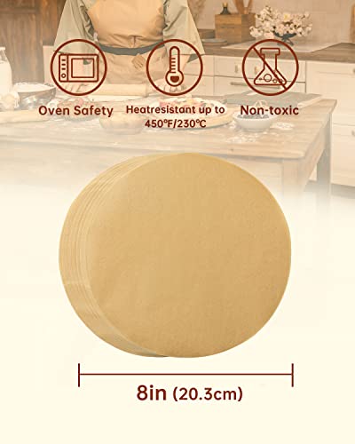 Katbite 200Pcs 8 Inch Parchment Paper Rounds, Unbleached & Non-stick, Precut Parchment Circles for Spring Pan, Storage/Freezing Hamburger Patties - Image 2
