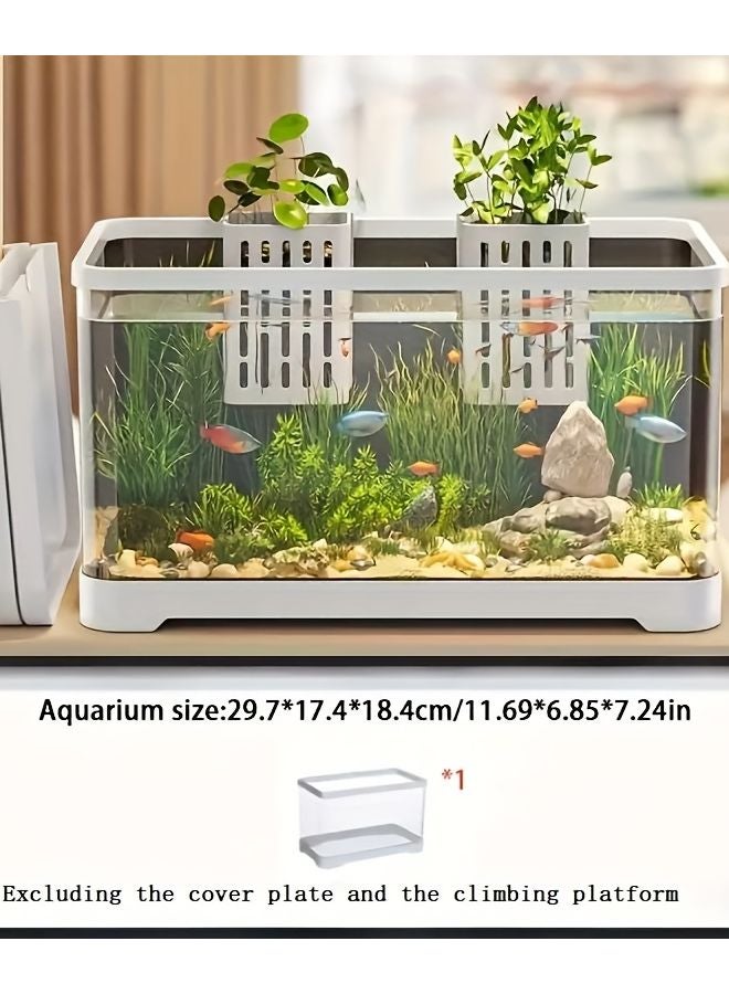 Transparent White Adjustable Height Turtle Fish Tank With Acrylic Cover And Ventilation Grille - Image 1