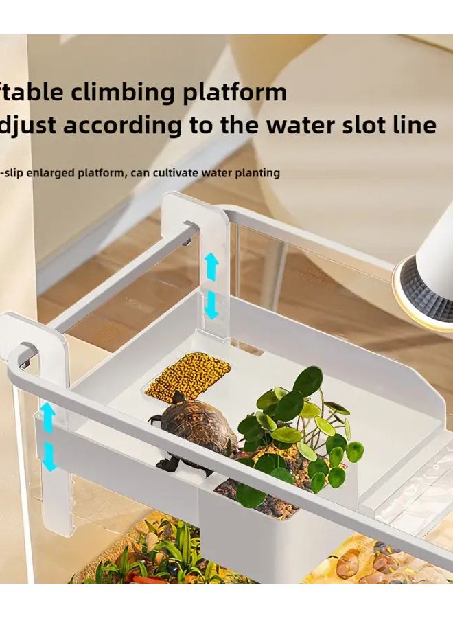 Transparent White Adjustable Height Turtle Fish Tank With Acrylic Cover And Ventilation Grille - Image 2