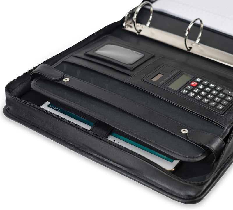 Samsill Samsill Professional PadfolioPortfolio with Zippered Closure Case 2 Inch Removable Round Ring Binder Retractable Handles Interior 101 Tablet Sleeve Black  - Image 3