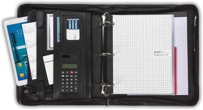 Samsill Samsill Professional PadfolioPortfolio with Zippered Closure Case 2 Inch Removable Round Ring Binder Retractable Handles Interior 101 Tablet Sleeve Black  - Image 2