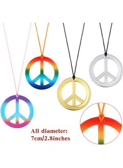 Tatuo 200 Pieces Peace Sign Pendant Necklace Rainbow Hippie Necklace 60S 70S Costume Accessory Hippie Jewelry Set Hippie Birthday Party Accessories For Women Men  - Image 2