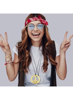 Tatuo 200 Pieces Peace Sign Pendant Necklace Rainbow Hippie Necklace 60S 70S Costume Accessory Hippie Jewelry Set Hippie Birthday Party Accessories For Women Men  - Image 3
