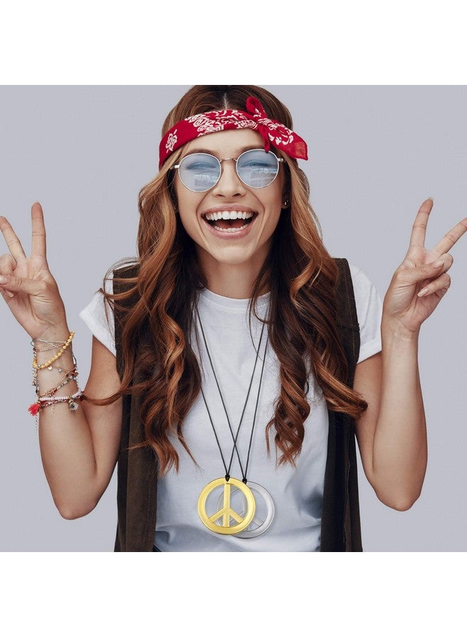 Tatuo 200 Pieces Peace Sign Pendant Necklace Rainbow Hippie Necklace 60S 70S Costume Accessory Hippie Jewelry Set Hippie Birthday Party Accessories For Women Men - Image 3