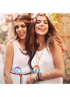 Tatuo 200 Pieces Peace Sign Pendant Necklace Rainbow Hippie Necklace 60S 70S Costume Accessory Hippie Jewelry Set Hippie Birthday Party Accessories For Women Men  - Image 1