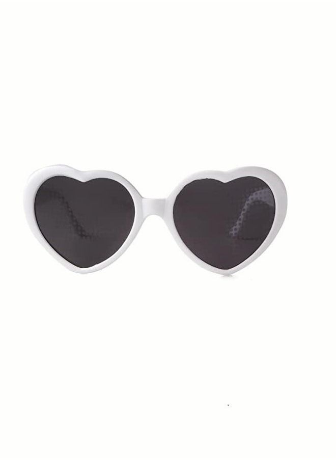 Heart Effect Diffraction Glasses - See Hearts! - Special Effect Rave Party Music Festival Light Changing Eyewear（White）