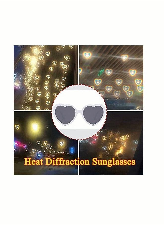 Heart Effect Diffraction Glasses - See Hearts! - Special Effect Rave Party Music Festival Light Changing Eyewear（White）