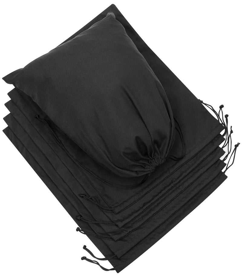 DR Black Cotton Drawstring Bags with Double String For Pantry Gifts Kitchen Wardrobe 12 x 16 inch 6 pack