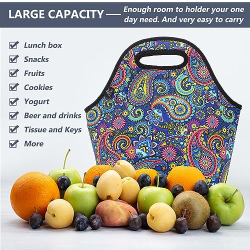 LOVAC Neoprene Lunch Bag, Thick Insulated Lunch Bag - Durable & Waterproof Lunch Tote With Zipper For Outdoor Travel Work(Retro2) - Image 4