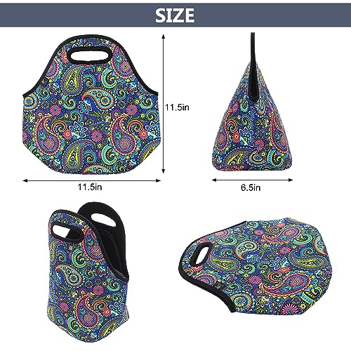 LOVAC Neoprene Lunch Bag, Thick Insulated Lunch Bag - Durable & Waterproof Lunch Tote With Zipper For Outdoor Travel Work(Retro2) - Image 2