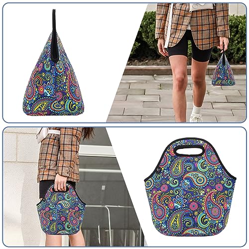 LOVAC Neoprene Lunch Bag, Thick Insulated Lunch Bag - Durable & Waterproof Lunch Tote With Zipper For Outdoor Travel Work(Retro2) - Image 5