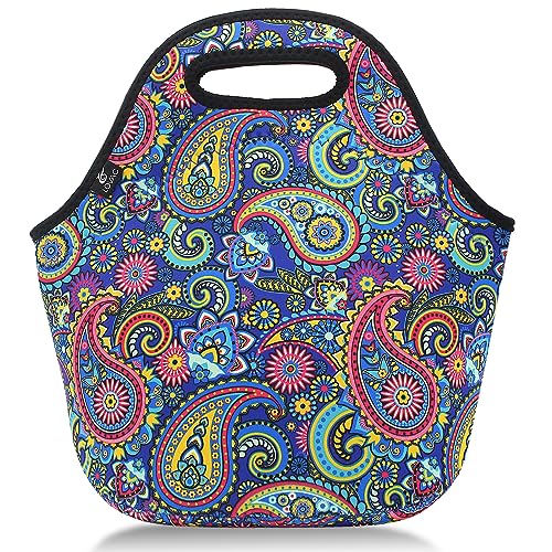 LOVAC Neoprene Lunch Bag, Thick Insulated Lunch Bag - Durable & Waterproof Lunch Tote With Zipper For Outdoor Travel Work(Retro2) - Image 1