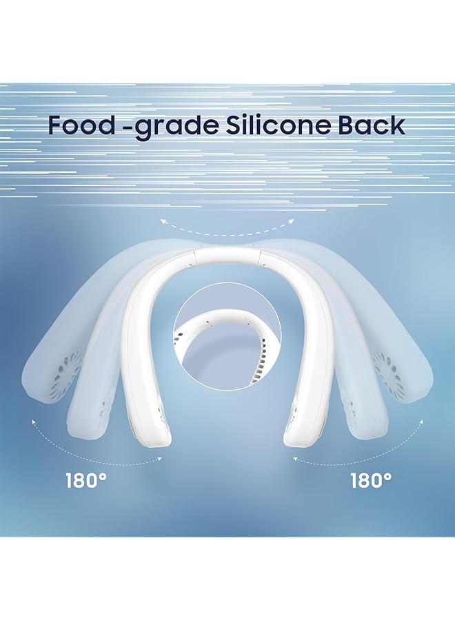 إيروريكس مراوح الرقبة 360 درجة تبريد مروحة رقبة بدون شفرات للذكور والإناث مراوح شخصية معلقة بمنفذ USB مع 3 سرعات بطارية قابلة لإعادة الشحن 4000 مللي أمبير في الساعة مروحة للرياضة والسفر والمكتب في الهواء الطلق وداخل المنزل باللون الأبيض - Image 5