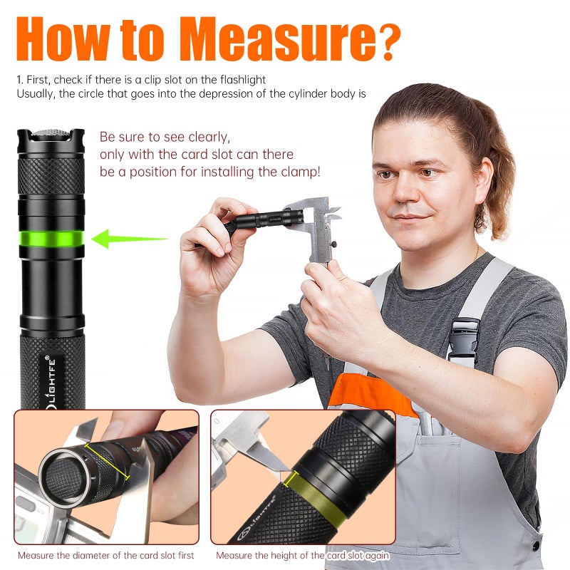 LIGHTFE B119 Flashlight Clip for 11-12 mm Diameter and 3-3.4 mm Slot Width - Stainless Steel Pen Clip for Hat, Pocket, or Bag Use - Image 3