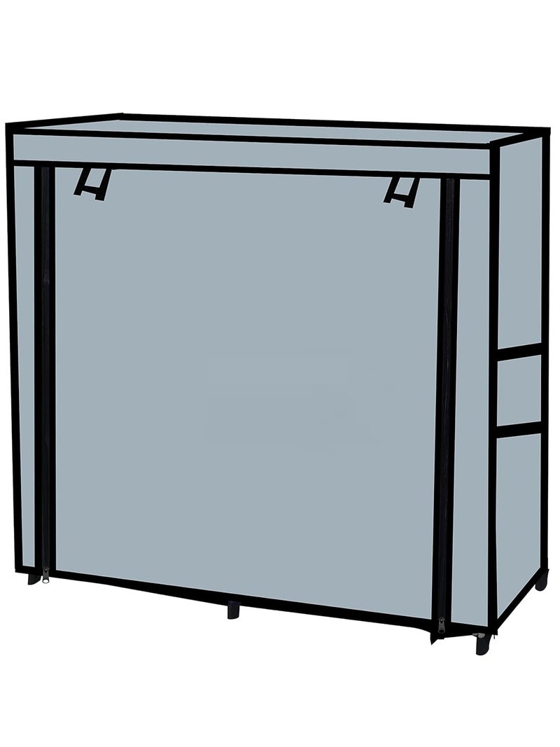 RAXON WORLD RAXON WORLD Metal Multipurpose Portable Folding Collapsible Bookshelf with Cover Storage RackGrey Metal - Image 4