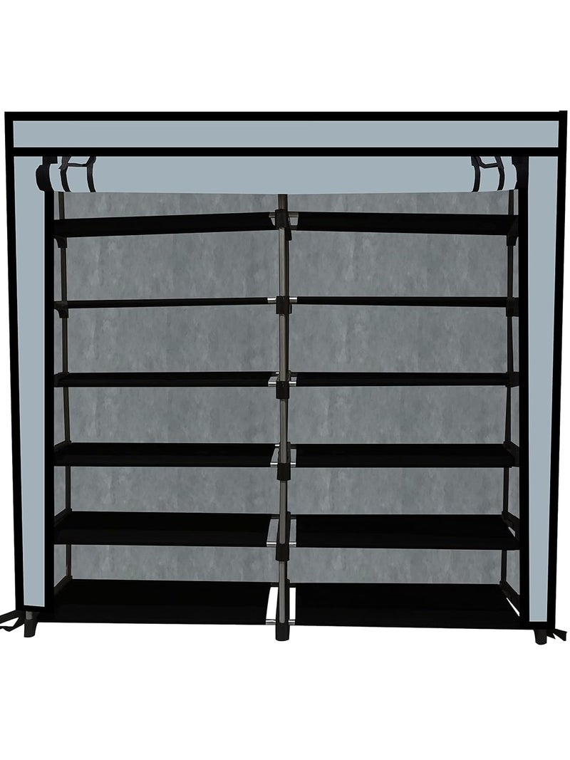 RAXON WORLD RAXON WORLD Metal Multipurpose Portable Folding Collapsible Bookshelf with Cover Storage RackGrey Metal - Image 2