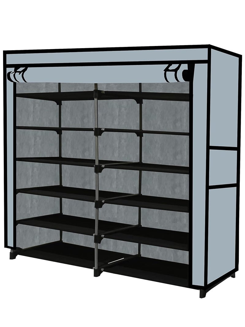 RAXON WORLD RAXON WORLD Metal Multipurpose Portable Folding Collapsible Bookshelf with Cover Storage RackGrey Metal - Image 3