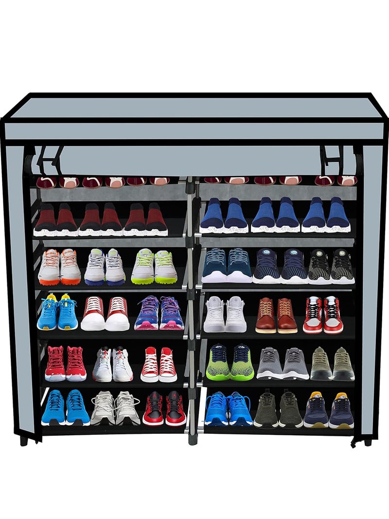 RAXON WORLD RAXON WORLD Metal Multipurpose Portable Folding Collapsible Bookshelf with Cover Storage RackGrey Metal - Image 1