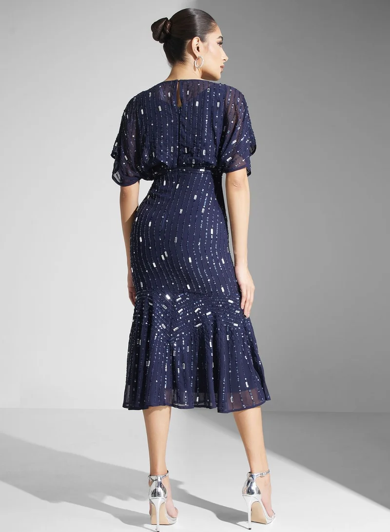 Amelia Rose Sequin Flounce Dress