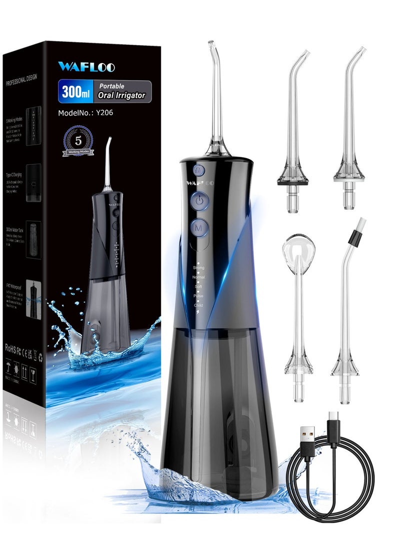 WAFLOO Water Flosser Professional 5 Modes 4 Nozzles 300ML Tank Rechargeable Portable Oral Irrigator IPX7 Waterproof Electric Flosser for Deep Teeth Cleaning - Image 1