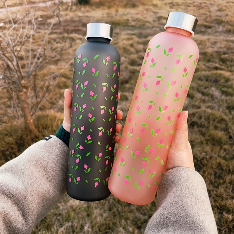 A 33.81 Oz Black Outdoor Portable Water Cup With Rose Elements Perfect Gift For Valentine S Day Mother S Day Best Friends For Women - Image 2