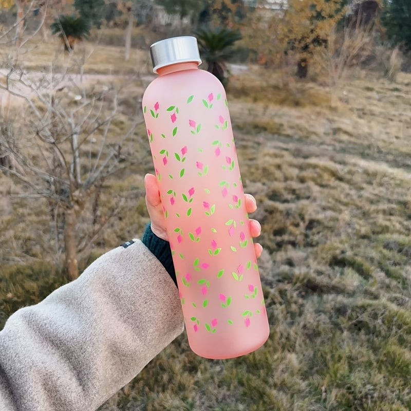 A 33.81 Oz Black Outdoor Portable Water Cup With Rose Elements Perfect Gift For Valentine S Day Mother S Day Best Friends For Women - Image 4