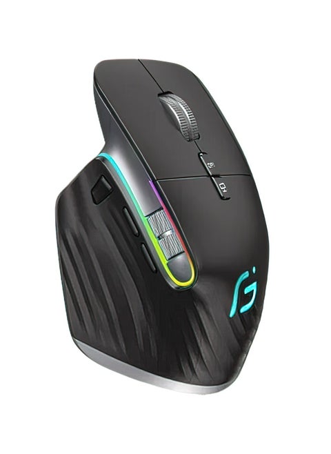 Multi-Device Wireless Mouse Bluetooth 5.0 & 3.0 Mouse 2.4G Wireless Portable Optical Mouse Ergonomic Right Hand Computer Mice (Black)