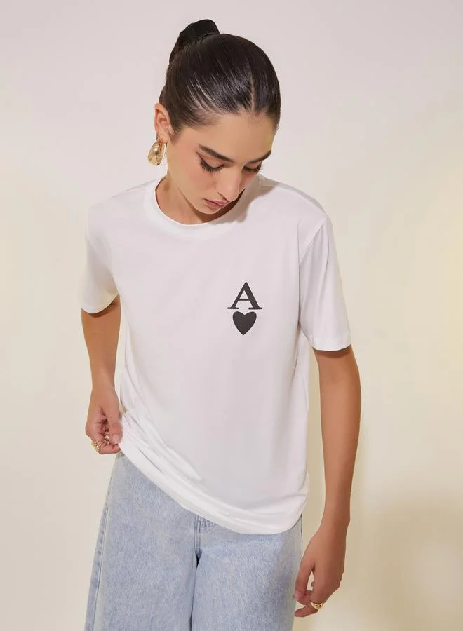Take Two Graphic Logo Print Round Neck T-Shirt