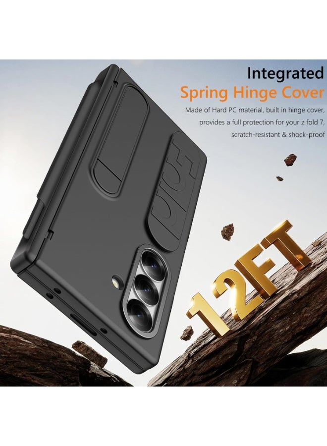 for Samsung Galaxy Z Fold 7 Case, with Screen Protector, S Pen Holder & Stylus Kickstand, Finger Strap Cover, Hinge Protection, Black  - Image 5