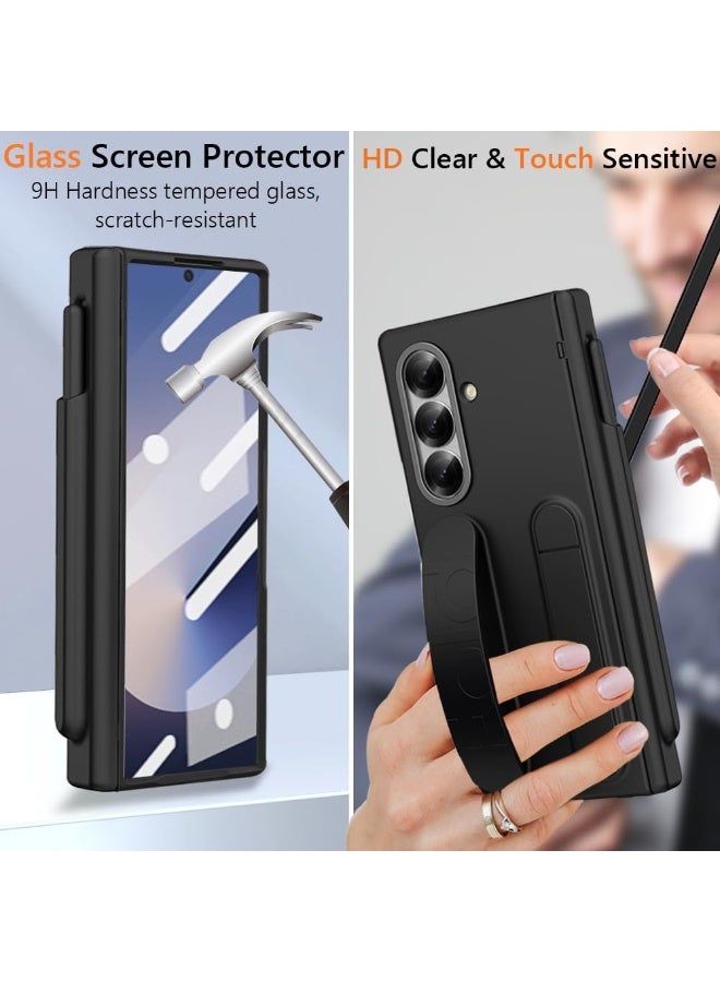 for Samsung Galaxy Z Fold 7 Case, with Screen Protector, S Pen Holder & Stylus Kickstand, Finger Strap Cover, Hinge Protection, Black  - Image 4