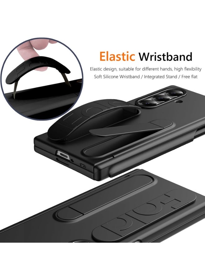 for Samsung Galaxy Z Fold 7 Case, with Screen Protector, S Pen Holder & Stylus Kickstand, Finger Strap Cover, Hinge Protection, Black  - Image 3