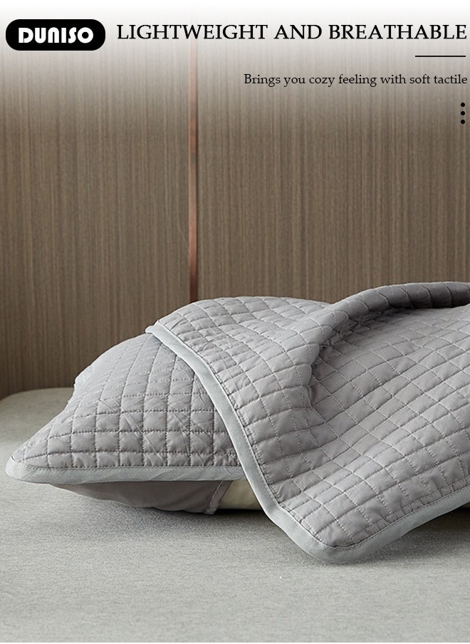 DUNISO Waterproof Pillowcase Soft Breathable Pillow Protectors Pillow Cases Machine Washable Pillow Encasment for Bedroom Home Hotel,Grey(48*74CM)  - Image 3